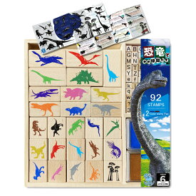 新商品 恐竜スタンプ 23.6cm×23.8cm×2.7cm『オリジナル解説書』付き 恐竜 おもちゃ 木製スタンプ 知育玩具 誕生日プレゼント クリスマス 子供用 女の子 男の子 ギフト きょうりゅう dinosaur ダイナソー あいうえおスタンプ abcスタンプ 送料無料 水浴び象さん [恐竜26]