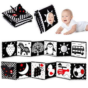 Black and White High Contrast Baby Toys 0-6 6-12 Months Soft Baby Book for Newborn Brain Development Tummy Time Toys Infant Sen