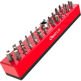 Olsa Tools 六角ビットオーガナイザー マグネットベース プロ品質 六角ビットホルダー 専門/ドリル/タンパービット用 (レッド)