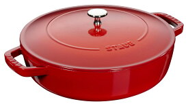 ストウブ(Staub) 「 ブレイザー ソテーパン チェリー 24cm 」 両手 鋳物 ホーロー 鍋 浅型 すき焼きIH対応 【日本正規販売品】 Braiser 40511-475