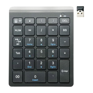 ミヨシ MCO Windows用 ワイヤレステンキー 2.4GHz接続 5列・28キー アイソレーション式 ブラック TEN24G01