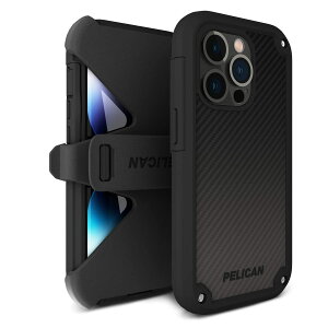 �yPelican�ziPhone13Pro �p �P�[�X�k�����e�X�g6.4m�N���A �ČRMIL�K�i�l�n�[�h�P�[�X �ϏՌ� �X�^���h�t�� MIL-SPEC-810G �n�C�u���b�h�P�[�X �z���X�^�[�X�^���h�t�� Shield - Black Kevlar PP0
