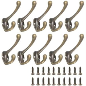 フック 壁掛け 10個セット ステンレス アンティーク 調 高耐荷重 耐荷重15kg ネジ付き グリーンブロンズ