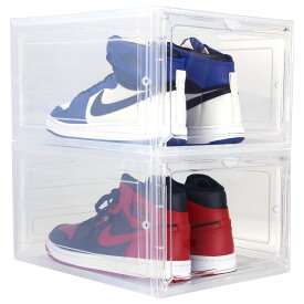 シューズケース 収納ボックス 靴箱 靴収納 アクリルケース ディスプレイケース コレクションケース 棚 クリアケース ガンプラ ケース シューケアボックス シューズボックス スニーカーボックス 2個セット