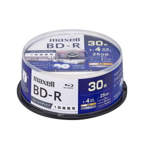 �}�N�Z�� �^��p�u���[���C�f�B�X�N BD-R �Ђ�т냏�C�h���[�x���f�B�X�N 1��^��p 25GB(1�w) 1�`4�{���Ή� �X�s���h���P�[�X 30���� BRV25WPG.30SP