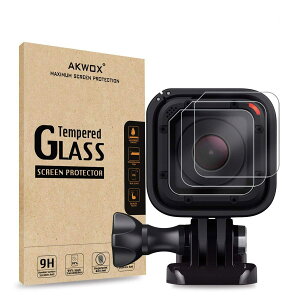 AKWOX Akwox 0.3mm 9H �n�[�h�Ϗ����J���������Y�t�B���� GoPro Hero4 Session/Hero5 Session�p �����K���X�X�N���[���v���e�N�^�[ 3���Z�b�g