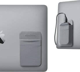 Slipdrive - ポータブルハードドライブスリーブ ノートパソコン用 - SSDソリッドステートドライブ - 再利用可能な粘着性 - 5インチ x 3.2インチ 外付けハードドライブキャリーケース - トラベルポケットポーチ (S、グレー)