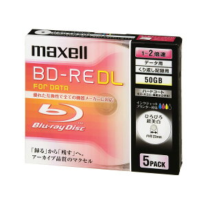 maxell �f�[�^�p BD-RE DL 50GB 2�{���Ή� �C���N�W�F�b�g�v�����^�Ή��z���C�g(���C�h���)5�� 5mm�P�[�X��BE50PWPA.5S