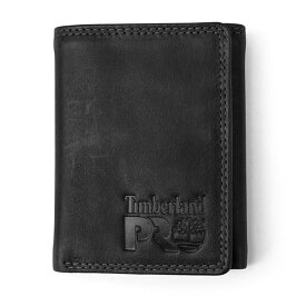 Timberland PRO Men's Leather RFID Wallet with Removable Flip Pocket Card Carrier, Black/Brandy, One Size