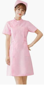 [YU-YU] ナース コスプレ ナース服 ハロウィン 仮装 ナースキャップ セット 看護師 制服 本格的 レディース 衣装 可愛い 定番 病院 スカート ワンピース (L, ピンク)