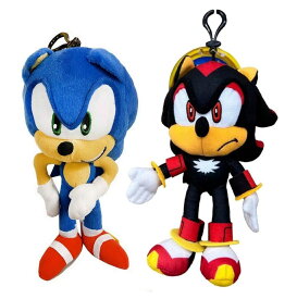 ソニック・ザ・ヘッジホッグ シャドウとソニック 8インチ フラシ天クリップ 小さなジッパーポーチ付き - 2個 (各1個)