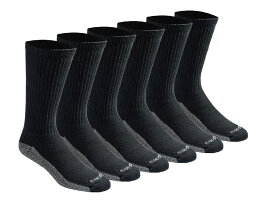 Dickies メンズ Dri-tech モイスチャーコントロール クルーソックス マルチパック, ブラック (6ペア)。, Shoe Size: 6-12