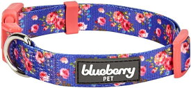 Blueberry Pet 犬首輪 ローズプリント アイリッシュブルー 中型犬用 首回り37cm-50cm