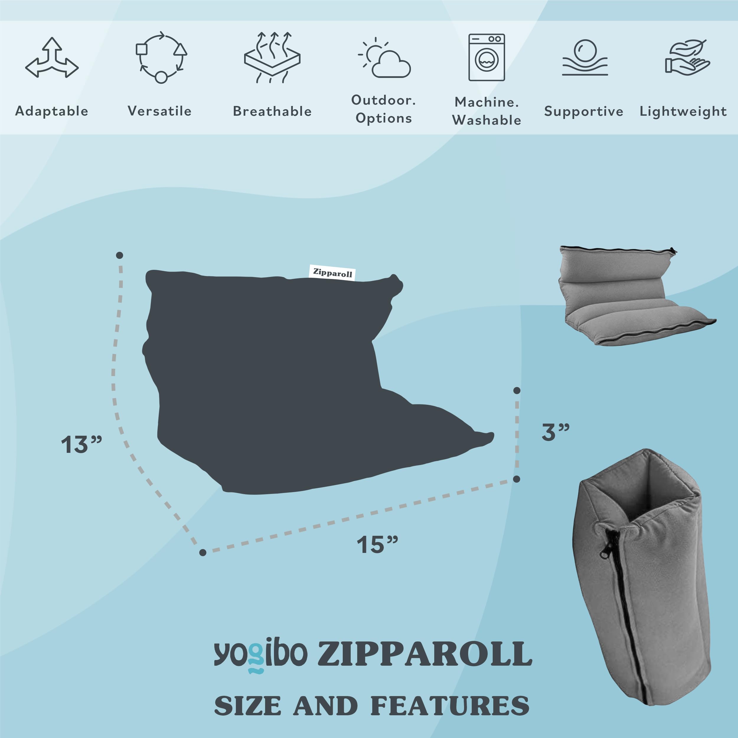 楽天市場】Yogibo ZippaRoll 多目的ロールアップピロー - 枕、シート