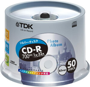 TDK CD-Rf[^p 32{ΉVo[v^u |bgP[X50pbN [CD-R80ESX50PS]