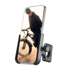 バイク携帯電話マウント アルミ合金製 ダートバイク携帯電話ホルダー 360度回転 調節可能 ノンスリップガスケット 4~6.5インチの携帯電話に対応 ブラック