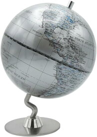 hackgear インテリア地球儀 アンティーク調 世界地図 地理 オブジェ 英語表記 空間演出 小道具 (シルバー) [シルバー]