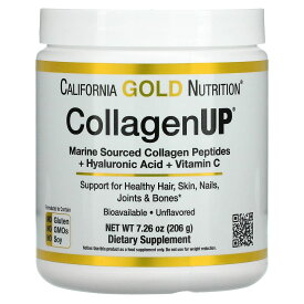 California Gold Nutrition, CollagenUP（コラーゲンアップ）、海洋性加水分解コラーゲン＋ヒアルロン酸＋ビタミンC、プレーン、206g（7.26オンス） [並行輸入品]