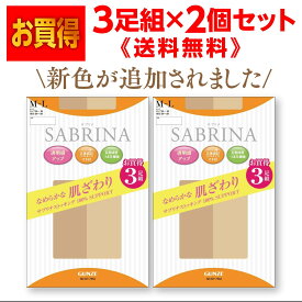 送料無料 SABRINA サブリナ パンスト ストッキング 3足組が2個　GUNZE グンゼなめらかな肌ざわりタイプ足型成型・つま先補強 サイズ＝2サイズ・カラー＝4色