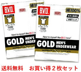 【ポイント3倍】ゴールドメンズ 2枚セットBVDアンダーウエアー V首半袖 送料無料