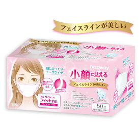 小顔に見えるマスク 50枚入 不織布マスク 立体マスク プリーツ マスク 女性用 大人用 7歳以上 子供用 耳 白 ホワイト 小さめ 小顔 効果 かわいい 使い捨て 大人 女性 おしゃれ mask 99%カット フェイライン 顔にぴったり Bitoway