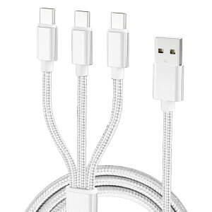 タイプC 充電 ケーブル 3in1 1.4m 3A 急速 充電器 3台 同時 3股 USB Type-C USB-C ナイロン メッシュ マルチ コード スマホ iPhone アンドロイド 断線防止 高耐久性 旅行 会社 出張
