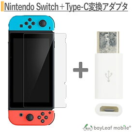 ニンテンドー スイッチ ガラス フィルム Nintendo Switch 本体 用 保護フィルム 任天堂スイッチ 2個セット Micro USB to Type C 変換アダプタ (56K抵抗使用)