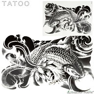 タトゥーシール タトゥー シール 3D 鯉 任侠 防水 ボディシール ボディー ペイント ハロウィン ハローウ…