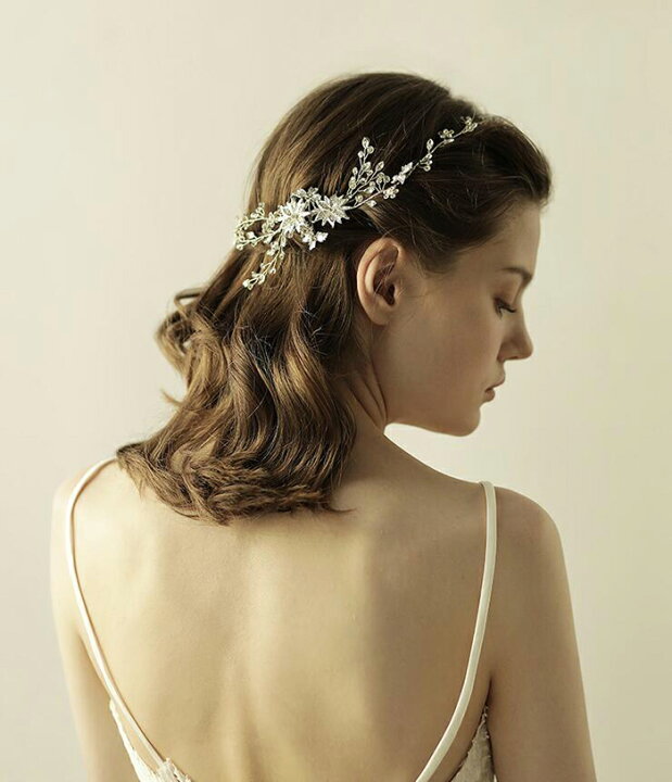 【即納】コーム髪飾り 結婚式 ヘアコサージュ ウェディング ヘッドドレス/レディース髪飾り/ヘアーアクセサリー/ブライダルジュエリー/ウェディング小物【サイズ:約40cm×8cm】【シルバー・ゴールド】【ac136jd】 ビタースウィート ヘッドドレス ブライダル アクセサリー コーム 髪飾り 結婚式 FAJ②