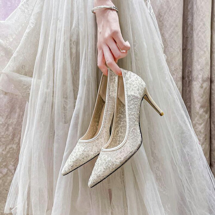 楽天市場 ウェディング シューズ 結婚式 パンプス キラキラ ウエディングシューズ パーティーシューズ パーティー 靴 二次会 前撮り 花嫁 お呼ばれ 美脚 成人式 ハイヒール 8センチヒール アイボリー 21 5cm 25 5cm ヒールの高さ 約8cm Sho100hd ビター