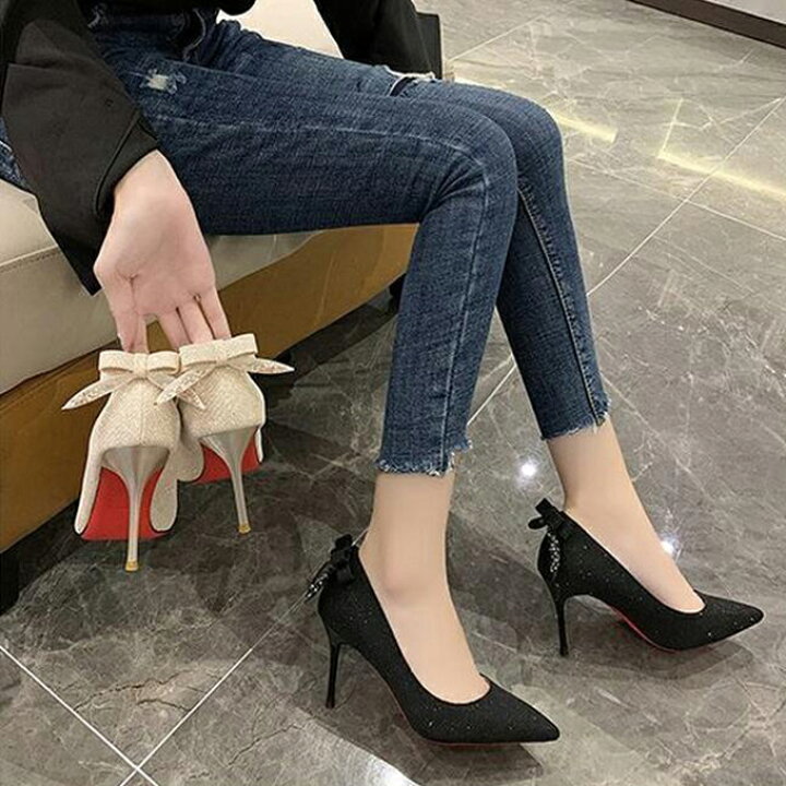 楽天市場 パンプス 結婚式 キラキラ 美脚パンプス レディースシューズ ウエディングシューズ パーティーパンプス レディース靴 ハイヒール ゴールド ブラック 22cm 24 5cm ヒールの高さ 9cm Sho78xx ビタースウィート楽天市場店