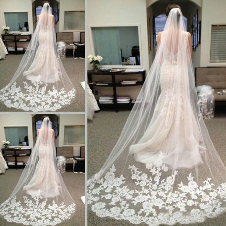 楽天市場 即納 ロングベール 一層ベール コーム付き 結婚式 ウェディングベール ウエディングベール １層 コーム付き レース 刺繍 ホワイト オフホワイト 長さは約3m 5m Ts105tm ビタースウィート楽天市場店