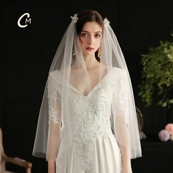 楽天市場 ベール ミドルベール 結婚式１層 コーム付き ウェディングベール ウエディングベール 被りベール レース Ts116jd ビタースウィート楽天市場店