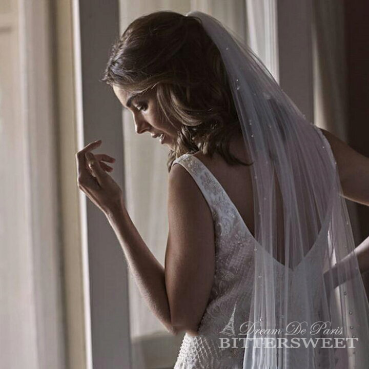 楽天市場 ウェディング ベール１層ベール 長さは1m 2m 3mから選べます 結婚式 コーム付き ロング ウェディングベール ウエディングベール レース パール飾り ホワイト Ts135jd ビタースウィート楽天市場店