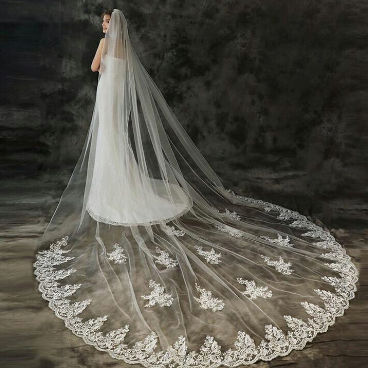 楽天市場 ウエディングベール ロング 1層 コーム付き 幅は約3m 長さは約3 5m 結婚式 Wedding Veil ウェディングベール 写真色 オフホワイト Ts142qq ビタースウィート楽天市場店