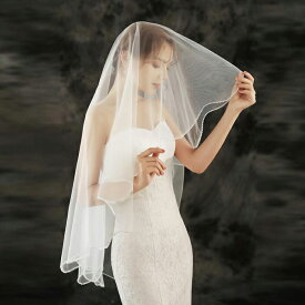 ウエディング ベール【ミドル・1層・コームなし】【幅は約1.5m・長さは約1.5m】結婚式 Wedding Veil ウェディングベール 写真色(オフホワイト)・ホワイト【ts144qq】