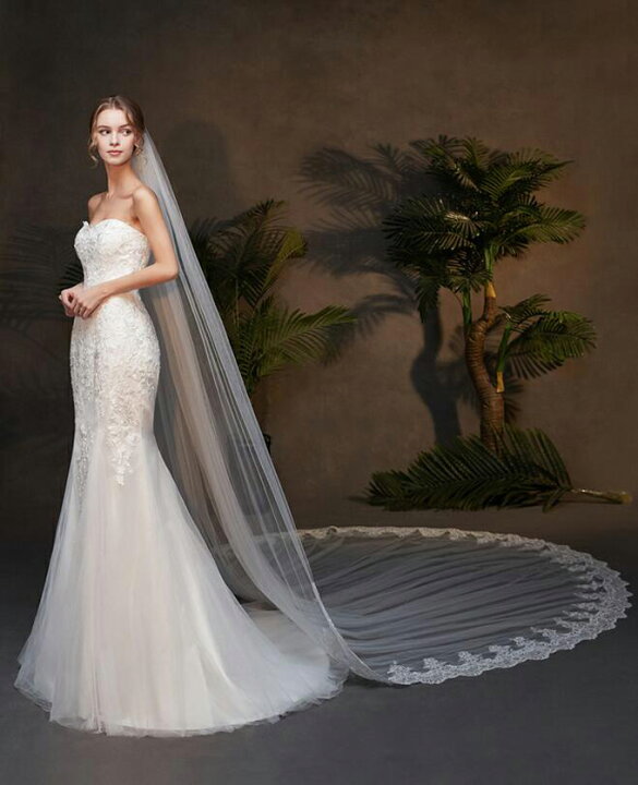 美品】ビタースウィート 3m ロング ウェディングベール 刺繍付き  