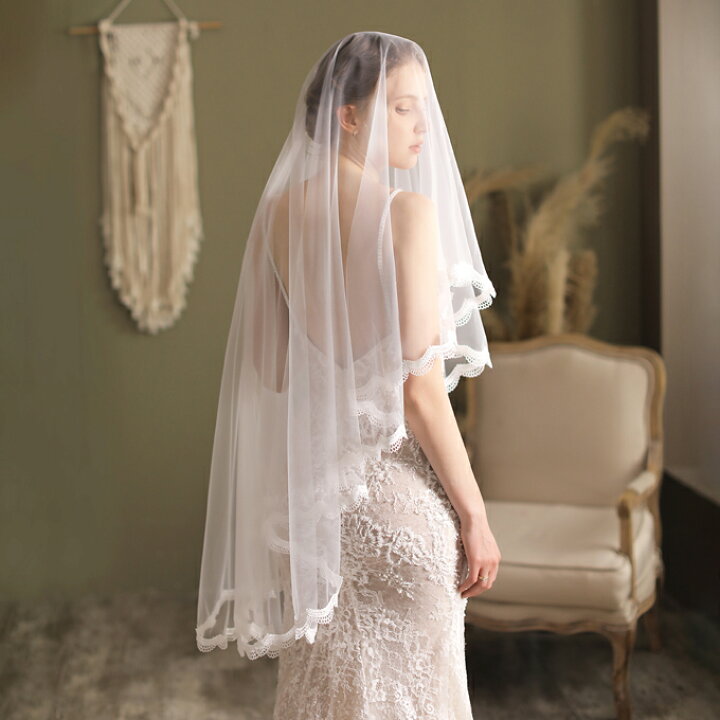 楽天市場 ミドルベール ２層 金属コーム付き ベールup儀式ok 結婚式 Wedding Veil ベール ショートベール ウェディングベール 被り ベール 各層の長さは約70cm 90cm 幅は約150cm Ts190jd ビタースウィート楽天市場店