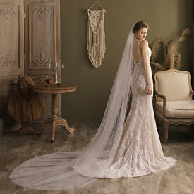 【SS限定800円OFFクーポン配布中!】ロングウエディングベール 【ロング 1層】 結婚式 ウェディングベール シンプル 長め 長い ウェディング ロングベール ロングヴェール ウェディングアクセサリー ブライダルベール ブライダルアクセサリー ブライダル 【ts196jd】