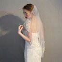 ベール【ミドル】ウェディングベール ウエディングベール 1層 コーム付き レース・刺繍【ホワイト・オフホワイト】【…