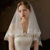 ベール ミドル ウェディング 結婚式 ベール 2層 コーム付き 金属コーム ウエディングベール Wedding Veil…