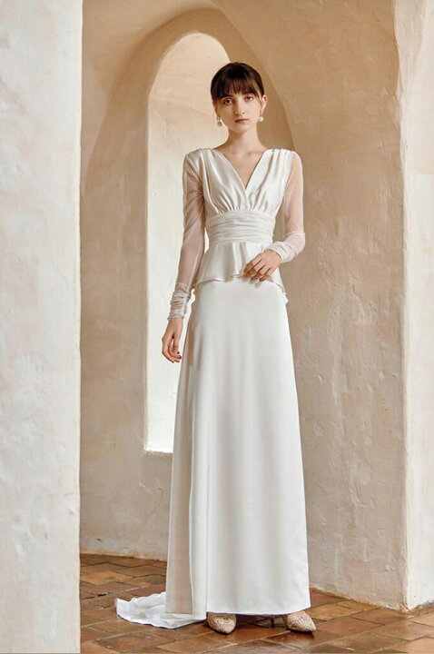 楽天市場】ウエディングドレス ウェディングドレス Vネック 長袖  