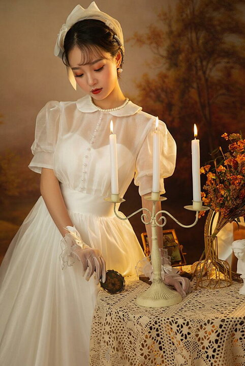 楽天市場】ウエディングドレス ウェディングドレス レトロ オードリー  