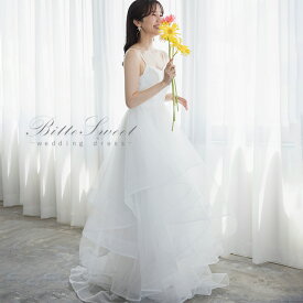 ウェディングドレス キャミソール フリル ウエディングドレス 花嫁ドレス 二次会 花嫁 ドレス 白 二次会ドレス Aライン スレンダーライン トレーンタイプ 編み上げタイプ 二次会 前撮り 結婚式 海外挙式【wd641mi】