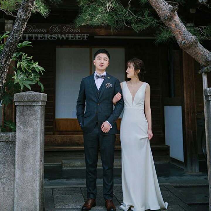 楽天市場】ノースリーブ ウェディングドレス Vネック ウエディング  