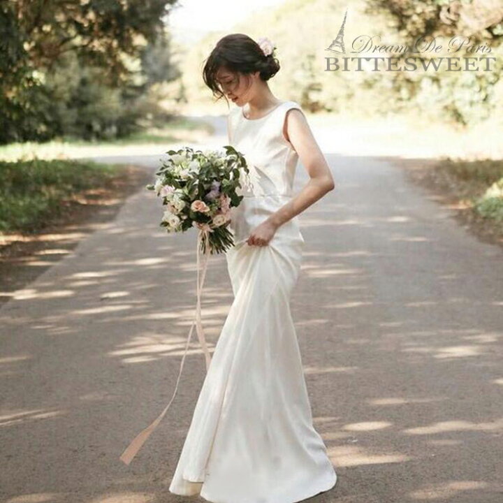 楽天市場 即納サイズあり ウエディング ドレス ウェディングドレス ノースリーブ 床付きタイプ Wedding Dress レディースドレス タイトマーメイドライン ファスナータイプ オーダーメイド可能 前撮り 後撮り 披露宴 結婚式 演奏会 発表会 海外挙式ドレス Xs Xl