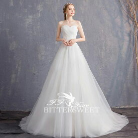 【P5倍+500円クーポン配布中！】ビスチェ ウェディングドレス ウエディングドレス トレーン Aライン ドレス 花嫁ドレス 二次会 二次会ドレス ウエディング ウェディング 結婚式 花嫁 白 編み上げ ファスナー 前撮り 後撮り 披露宴 海外挙式【S〜XL】【wd395af】