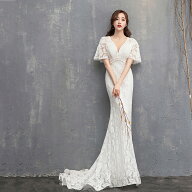 ウエディングドレス マーメイド Wedding Dress ウエディングドレス 袖あり ウエディング ウェディング 結…
