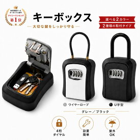 キーボックス 屋外 ワイヤー式 ダイヤル式 4桁 大容量 鍵 収納ボックス ドアノブ対応 シャッター付き 鍵保管ボックス 防犯 セキュリティボックス 玄関 民泊 介護 オフィス