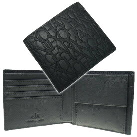 ARMANI EXCHANGE アルマーニエクスチェンジ メンズ二つ折り財布（小銭入れ付き） 958098 CC838 ブラック /定番人気商品